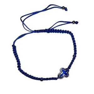 Blue Protection Cross braided Bracelet